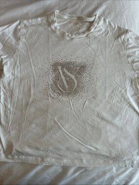 Victoria's Secret White Tee with Crystal VS Logo